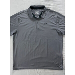 Under Armour Heat Gear Loose Microfiber Polo Golf Shirt. Gray, Men's 2XL. EUC!!